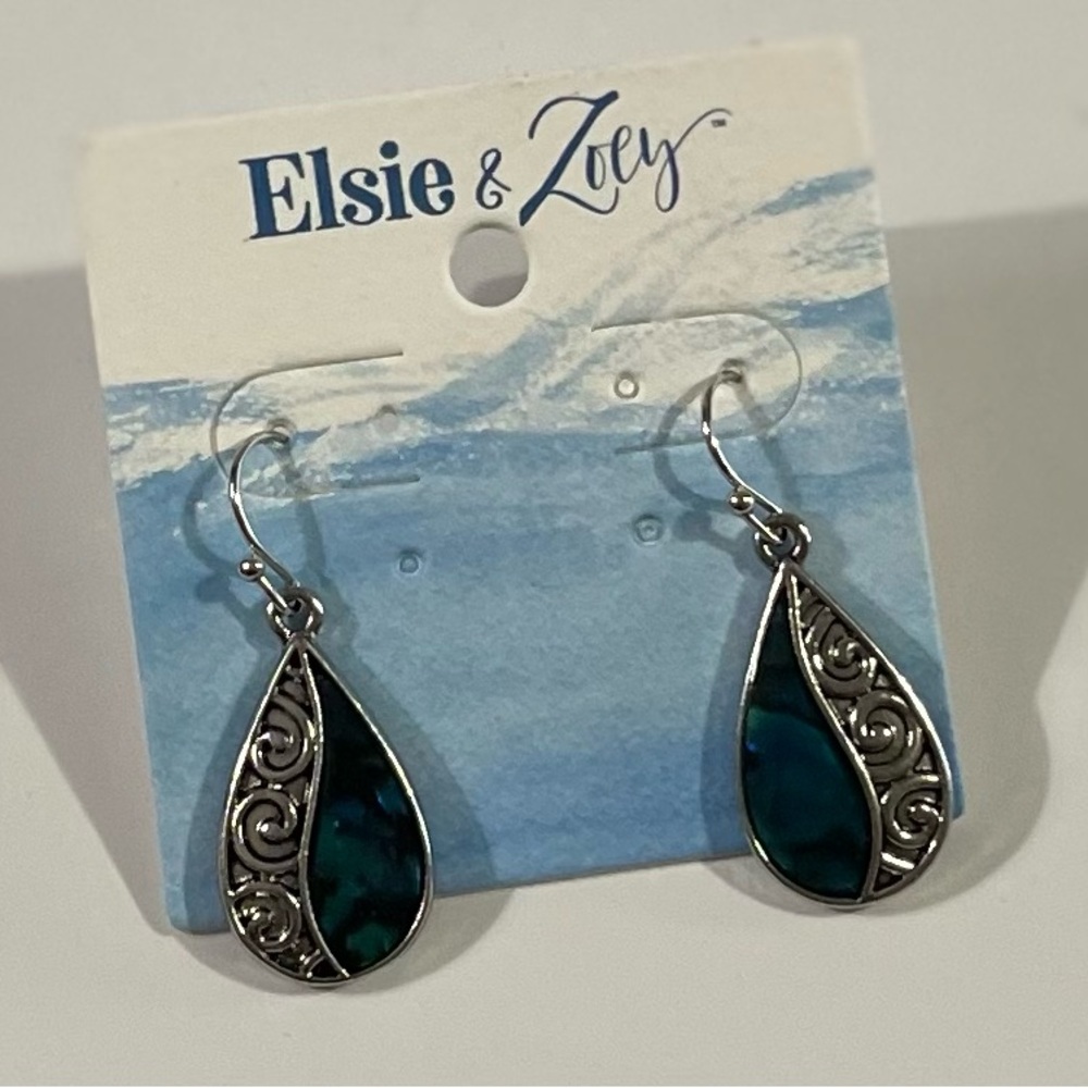 NWT Elsie & Zoey Silver and Blue Teardrop Earrin,gs - Picture 2 of 3